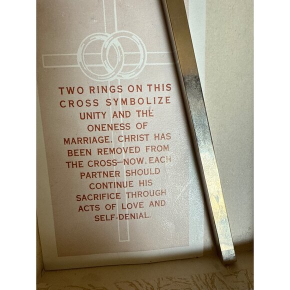 Vintage Wedding Cross With Interlocking Rings Union Marriage Keepsake - Picture 4 of 13